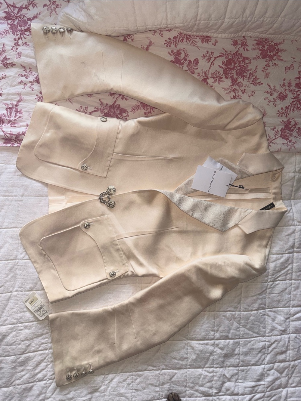 Balenciaga Cream Tailored Blazer with Decorative Buttons